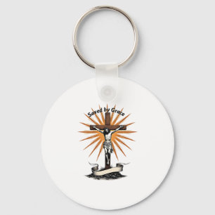Jesus Kruis Geloof Vintage Gravure Christelijk T-s Sleutelhanger