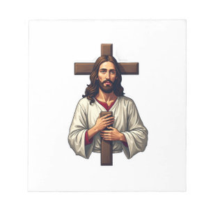 Jesus Kruis Portret Vintage Gravure Shirt 2 Notitieblok