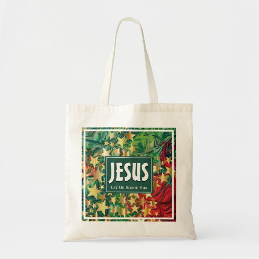 JESUS Laat Ons Hem Aanbidden STERREN Festivale Ker Tote Bag (Voorkant)