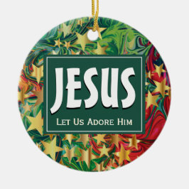 JESUS laat ons hem met kerst bewonderen Keramisch Ornament