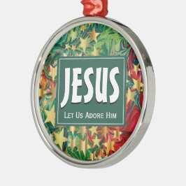 JESUS laat ons hem met kerst bewonderen Metalen Ornament