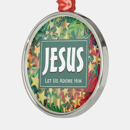 JESUS laat ons hem met kerst bewonderen Metalen Ornament (Links)