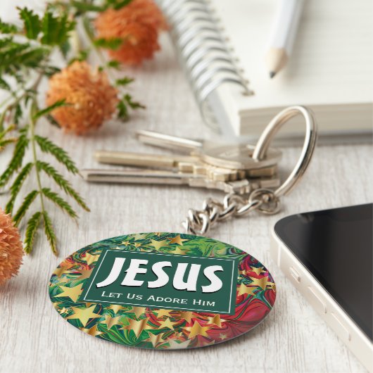 JESUS laat ons hem met kerst bewonderen Sleutelhanger (Zijkant)