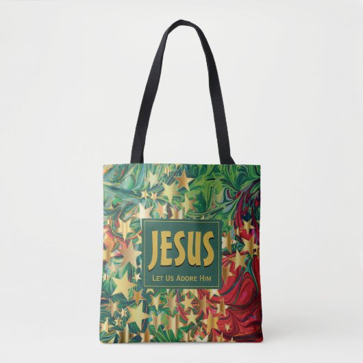 JESUS laat ons hem met kerst bewonderen Tote Bag (Voorkant)