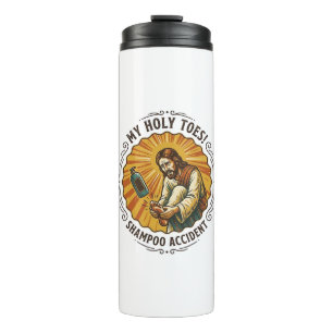 Jesus laat shampoo fles op voet vallen douche pijn