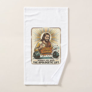 Jesus laat zware halter luidruchtig vallen Gym Lun Handdoek