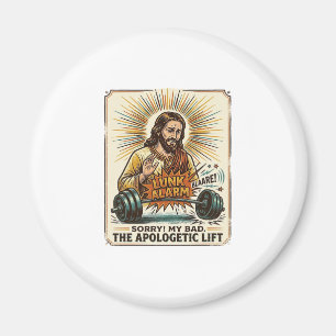 Jesus laat zware halter luidruchtig vallen Gym Lun Magneet