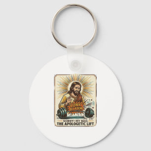 Jesus laat zware halter luidruchtig vallen Gym Lun Sleutelhanger