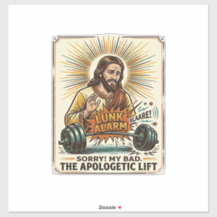 Jesus laat zware halter luidruchtig vallen Gym Lun Sticker