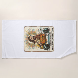 Jesus laat zware halter luidruchtig vallen Gym Lun Strandlaken