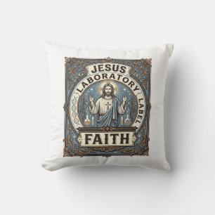Jesus Laboratorium Label Geloof Jesus Laboratorium Kussen