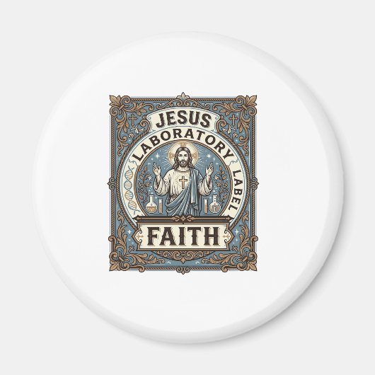 Jesus Laboratorium Label Geloof Jesus Laboratorium Magneet (Voorkant)