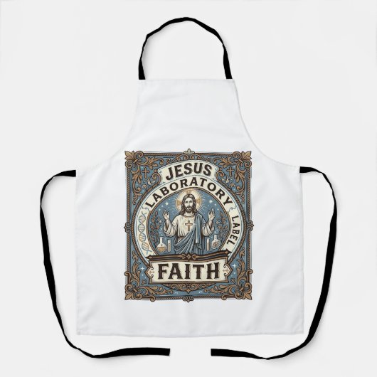 Jesus Laboratorium Label Geloof Jesus Laboratorium Schort (Voorkant)