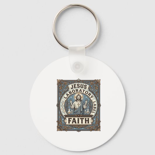 Jesus Laboratorium Label Geloof Jesus Laboratorium Sleutelhanger (Voorkant)