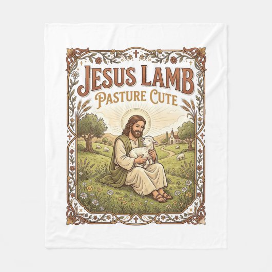 Jesus Lam Weide Schattig Jesus Lam Weide Schattig Fleece Deken (Voorkant)