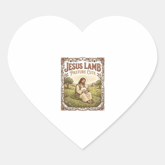 Jesus Lam Weide Schattig Jezus Lam Weide Schattig Hart Sticker (Voorkant)