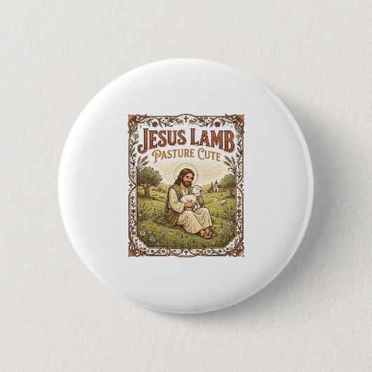 Jesus Lam Weide Schattig Jezus Lam Weide Schattig Ronde Button 5,7 Cm (Voorkant)