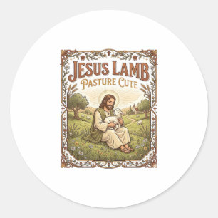 Jesus Lam Weide Schattig Jezus Lam Weide Schattig Ronde Sticker