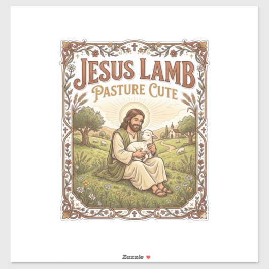 Jesus Lam Weide Schattig Jezus Lam Weide Schattig  Sticker (Vel)