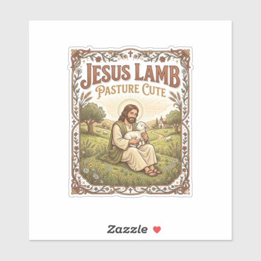 Jesus Lam Weide Schattig Jezus Lam Weide Schattig Sticker (Vel)