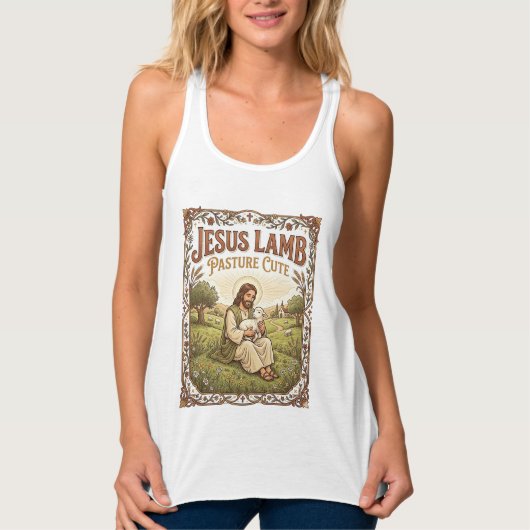 Jesus Lam Weide Schattig Jezus Lam Weide Schattig Tanktop (Voorkant)