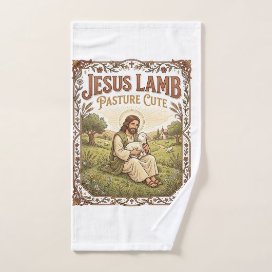 Jesus Lammer Weide Schattig Jesus Lammer Weide Sch Handdoek (Handdoek)