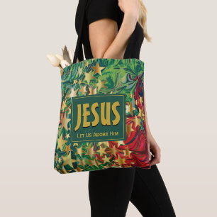 JESUS Laten we Hem aanbidden STERREN Kerstmis Tote Bag