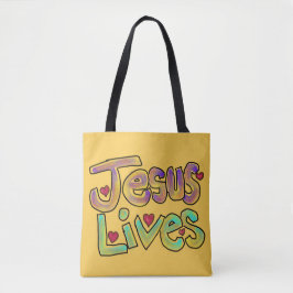 Jesus Leeft Helder Geel Aangepaste Naam Tote Bag