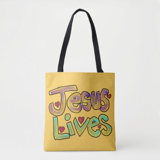 Jesus Leeft Helder Geel Aangepaste Naam Tote Bag (Voorkant)