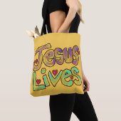 Jesus Leeft Helder Geel Aangepaste Naam Tote Bag (Dichtbij)