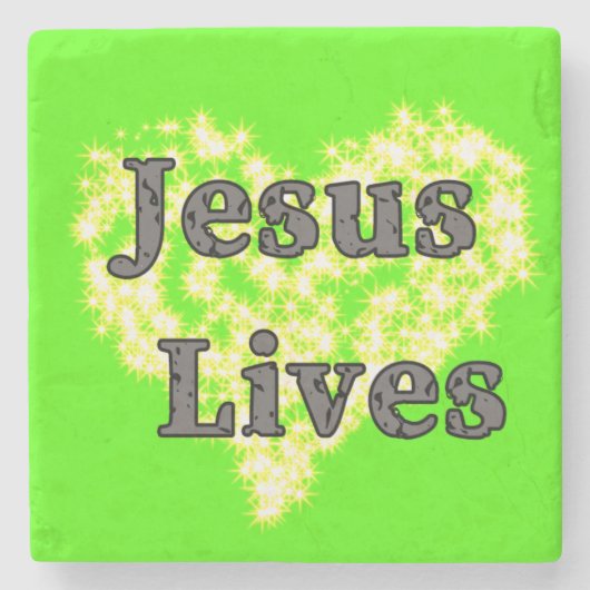Jesus Leeft Marmeren Onderzetter (Voorkant)