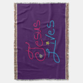 Jesus Leeft Paars  Deken (Voorkant Verticaal)