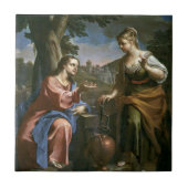 Jesus leert Samaritan Woman Tegeltje (Voorkant)