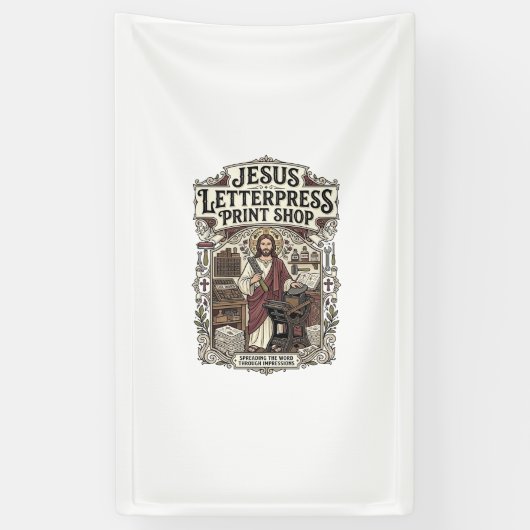 Jesus Letterpress Drukkerij Jesus Letterpress Spandoek (Verticaal)