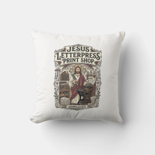 Jesus Letterpress Print Shop Jesus Letterpress Pri Kussen