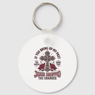Jesus liet de aanklachten vallen Vintage kruis shi Sleutelhanger
