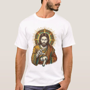 Jesus liet draadloze oordop onder bureau vallen Te T-shirt