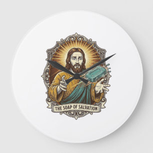 Jesus liet gladde zeep in de douche vallen Onhandi Grote Klok