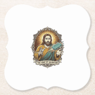 Jesus liet gladde zeep in de douche vallen Onhandi Kartonnen Onderzetters