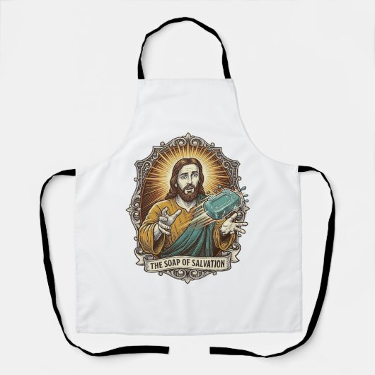Jesus liet gladde zeep in de douche vallen Onhandi Schort (Voorkant)