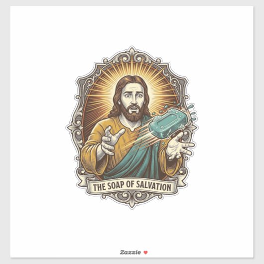 Jesus liet gladde zeep in de douche vallen Onhandi Sticker (Vel)