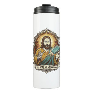 Jesus liet gladde zeep in de douche vallen Onhandi Thermosbeker