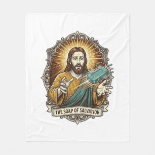 Jesus liet gladde zeep vallen in de douche onhandi fleece deken