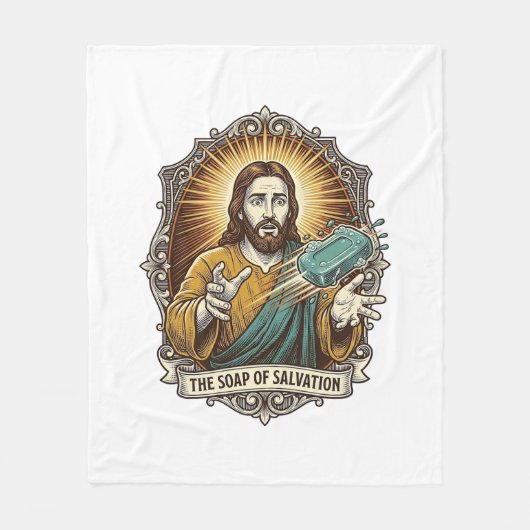 Jesus liet gladde zeep vallen in de douche onhandi fleece deken (Voorkant)