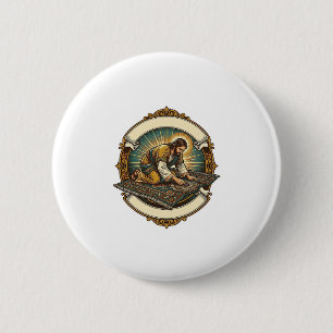 Jesus liet kleine schroef dik tapijt doe-het-zelf ronde button 5,7 cm