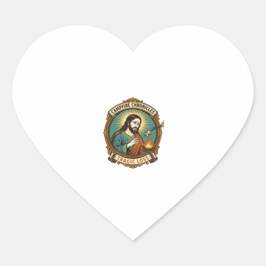Jesus liet Marshmallow Kampeer vuur Feest Mislukt Hart Sticker (Voorkant)