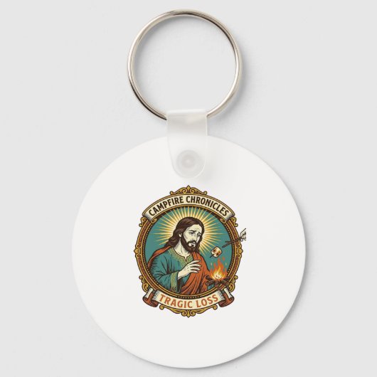 Jesus liet Marshmallow Kampeer vuur Feest Mislukt Sleutelhanger (Voorkant)