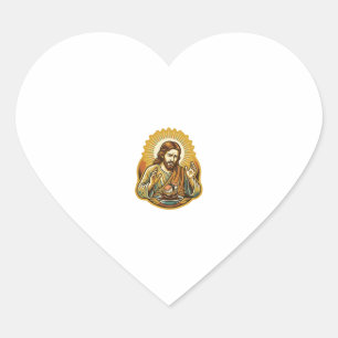 Jesus liet sushi in sojasaus vallen Spat Food Humo Hart Sticker