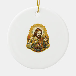 Jesus liet sushi in sojasaus vallen Spat Food Humo Keramisch Ornament