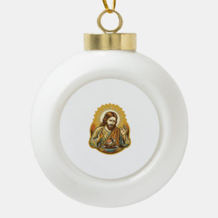 Jesus liet sushi in sojasaus vallen Spat voedsel h Keramische Bal Ornament